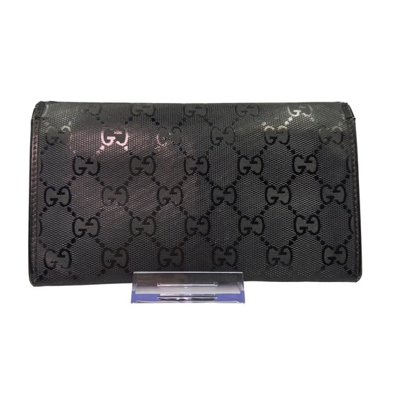 Gucci GG Imprime Long Wallet Monogram Coated Canvas Black Continental - Picture 2 of 12